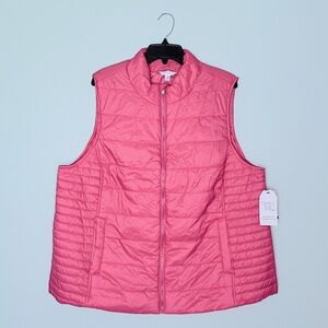 Time and Tru Pink Rose Mum Puffer Vest
